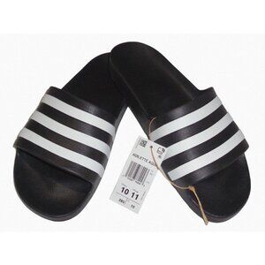 Adidas Black White Adilette Aqua Slides Slip On Shoes 10 Lightweight Quick Dry